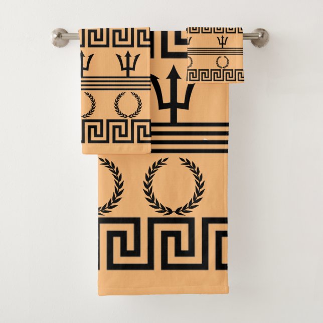 Ancient Greek Coastal Symbols Gift Towel Set (Insitu)