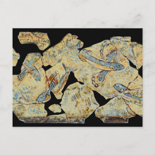 ancient greek fish painting fresco art mural resto postcard