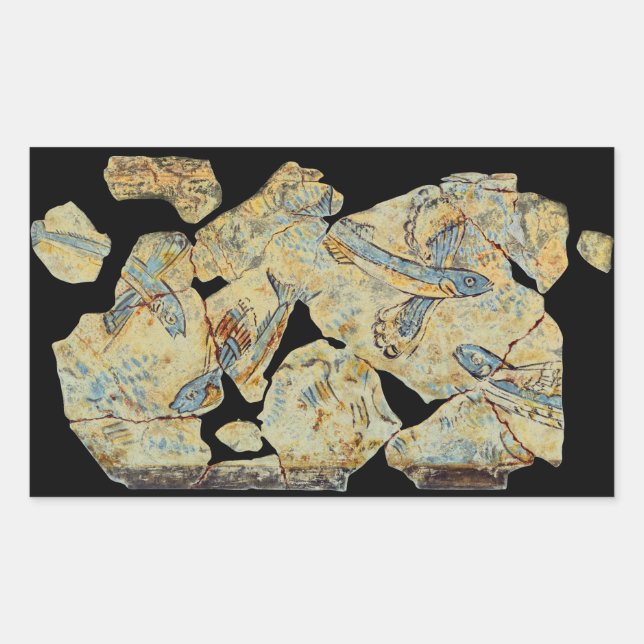 ancient greek fish painting fresco art mural resto rectangular sticker (Front)