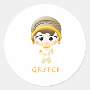 Ancient Greek Girl Classic Round Sticker