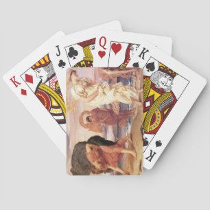 Ancient Greek Girls Picking up Pebbles Playing Cards