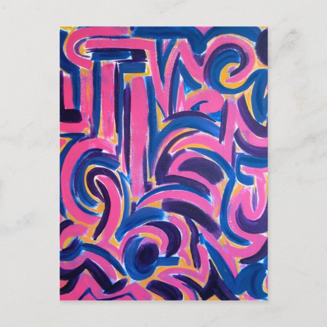 Ancient Greek Graffiti-Abstract Art Hand Painted Postcard (Front)