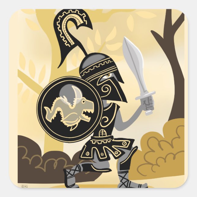 Ancient Greek Hoplite Square Sticker (Front)