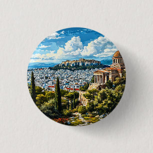 Ancient Greek Monument in Historic Athens 3 Cm Round Badge