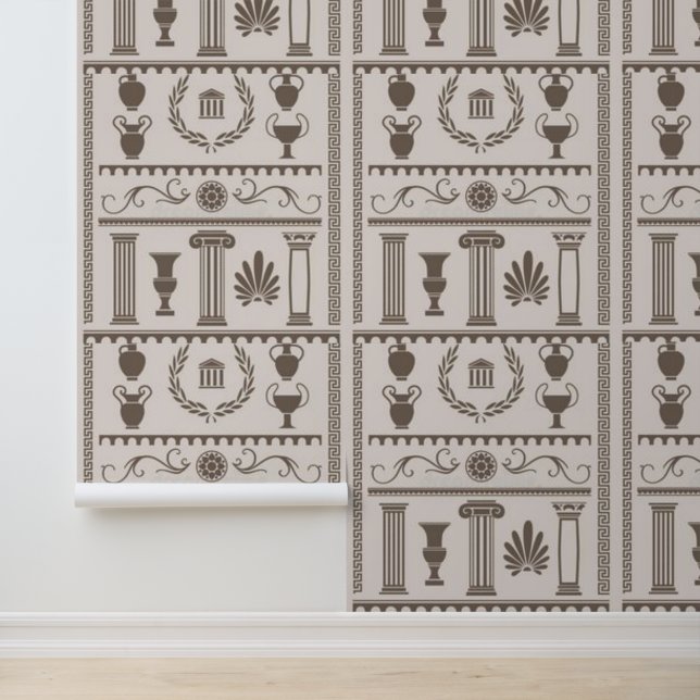 Ancient Greek Motif Neutral Designer Wallpaper (Application)
