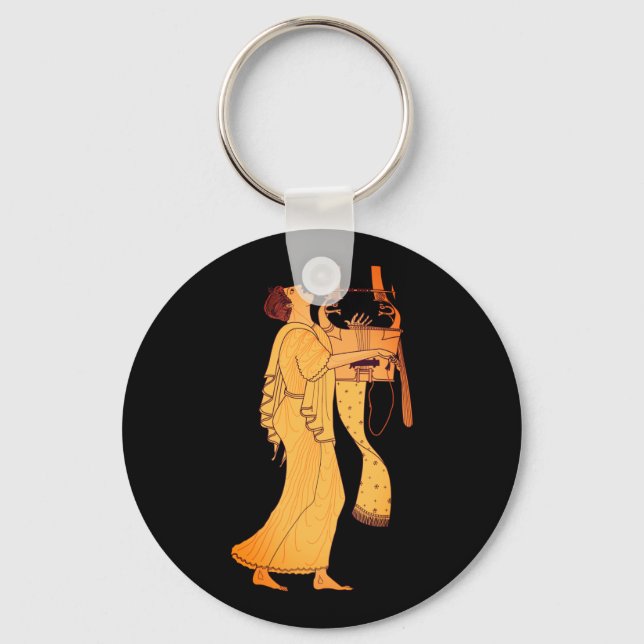Ancient Greek Musician Singing & Playing Kithara Key Ring (Front)