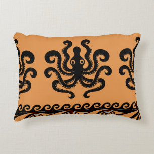 Ancient Greek octopus, wave pattern Decorative Cushion