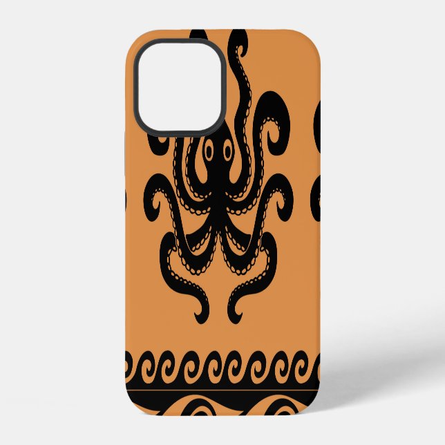 Ancient Greek octopus, wave pattern iPhone Case (Back)