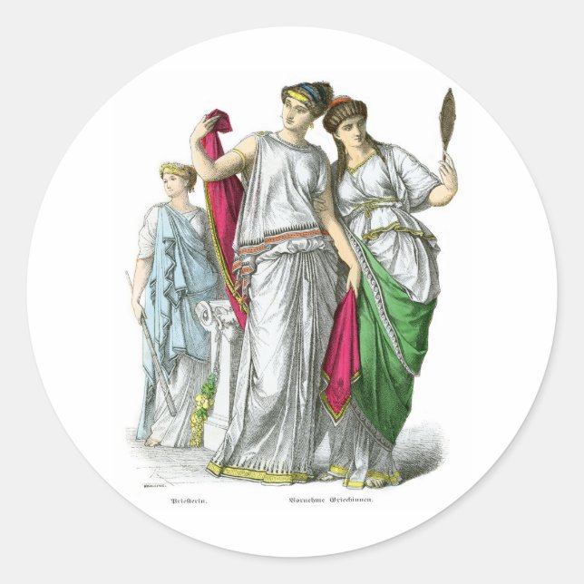 Ancient Greek Priestess and Noble Women Classic Round Sticker (Front)