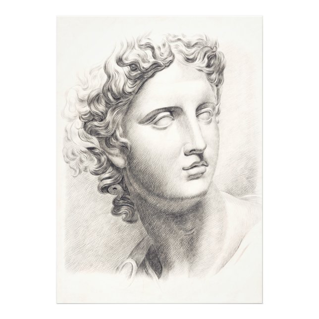 Ancient Greek Sculpture Black and White Portrait Photo Print (Front)