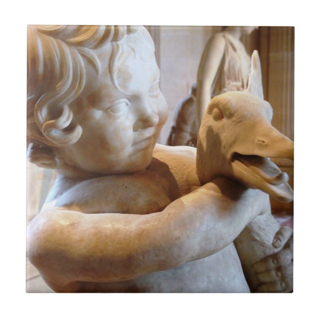 Ancient Greek Sculpture Boy and Goose Ceramic Tile (Front)