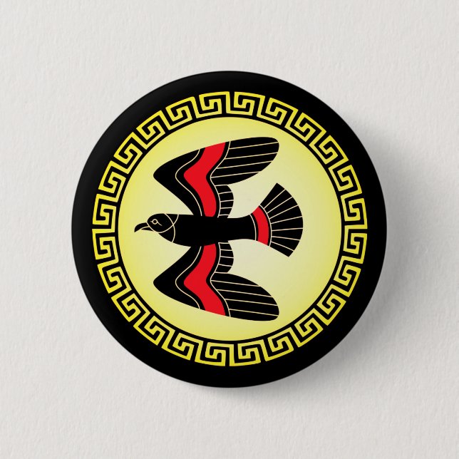 Ancient Greek Shields: Hawk (Air) 6 Cm Round Badge (Front)