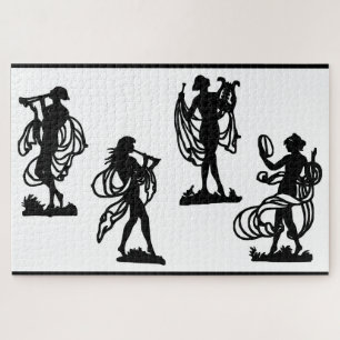 ancient Greek silhouettes of the Muses print Jigsaw Puzzle