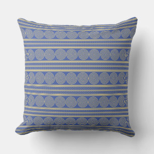 Ancient Greek Spiral Pattern Throw Pillow II