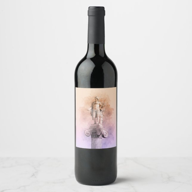 Ancient Greek Statue Wine Label – Classical Art (Front)
