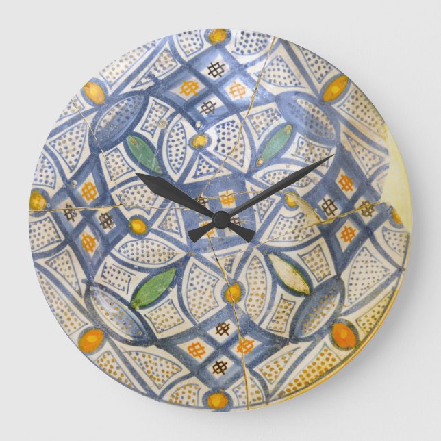 ancient greek symbol ceramic ethnic motif clay myt large clock (Front)