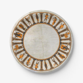 Ancient Greek Temple Graphic on Plaster Pattern Paper Plate