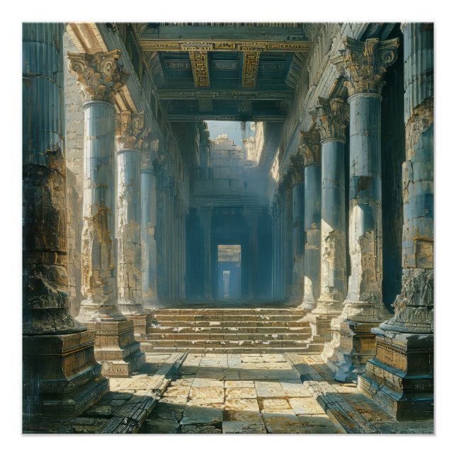 Ancient Greek Temple Ruins Poster (Front)
