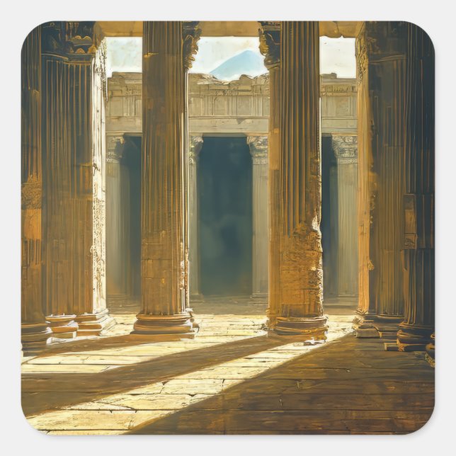 Ancient Greek Temple Ruins Square Sticker (Front)