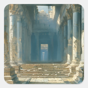 Ancient Greek Temple Ruins Square Sticker