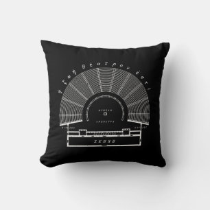 Ancient Greek Theatre Architectural Drawing Cushion