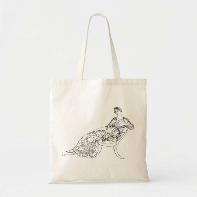 Ancient Greek Woman seated Line Art Tote Bag (Front)