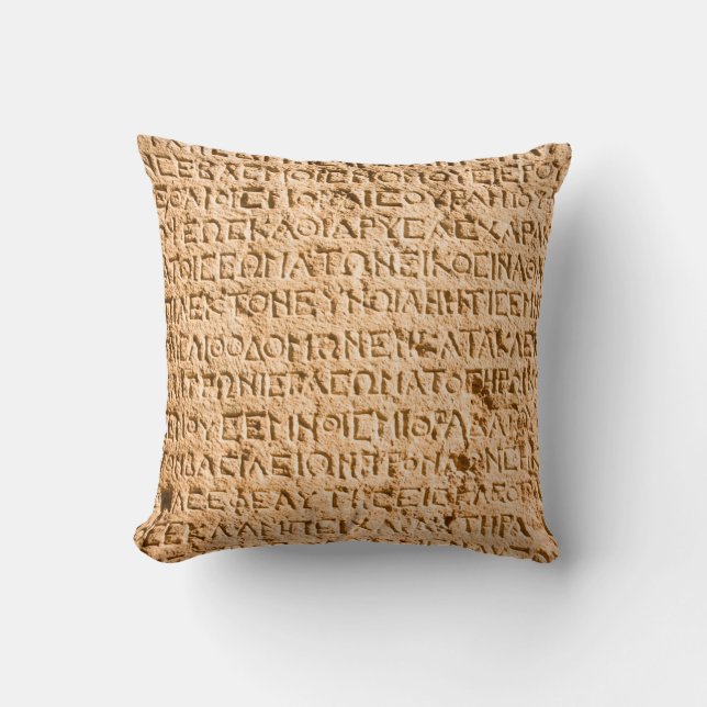ancient Greek writing chiseled on stone Cushion (Front)