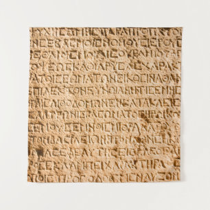 ancient Greek writing chiseled on stone Tapestry