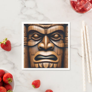 Ancient Guardians: Tiki Wood Art Napkin