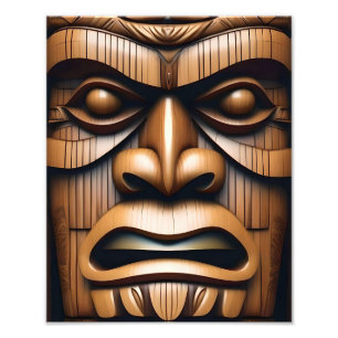Ancient Guardians: Tiki Wood Art Photo Print