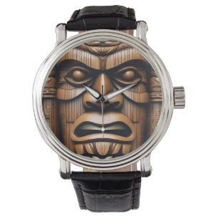 Ancient Guardians: Tiki Wood Art Watch