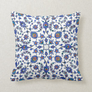 Ancient Handmade Turkish Floral Tiles Pattern Cushion