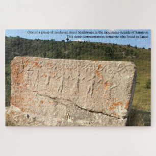 Ancient Headstone in Bosnia Mountains Large Jigsaw Puzzle