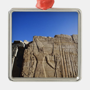 Ancient hieroglyphs on wall, Temple of Karnak, Metal Tree Decoration