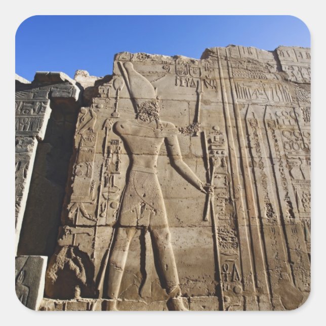 Ancient hieroglyphs on wall, Temple of Karnak, Square Sticker (Front)