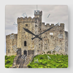 Ancient Historic Sites, Castle Ruins of Britain Square Wall Clock