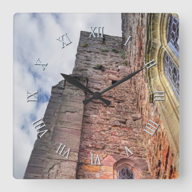 Ancient Historic Sites, Castle Ruins of Britain Square Wall Clock (Front)