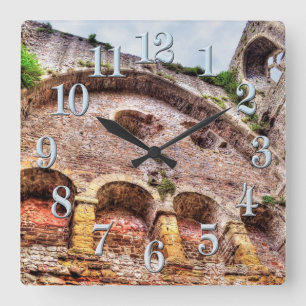 Ancient Historic Sites, Castle Ruins of Britain Square Wall Clock