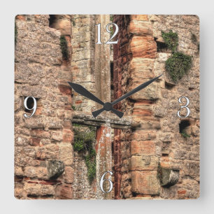 Ancient Historic Sites, Castle Ruins of Britain Square Wall Clock