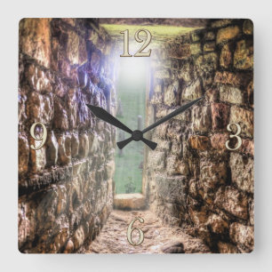 Ancient Historic Sites, Castle Ruins of Britain Square Wall Clock