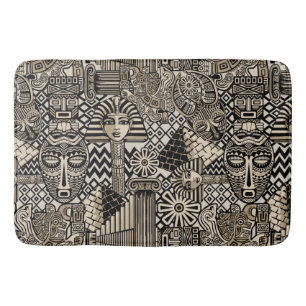 Ancient Historical Symbols Tattoo Style Bath Mat