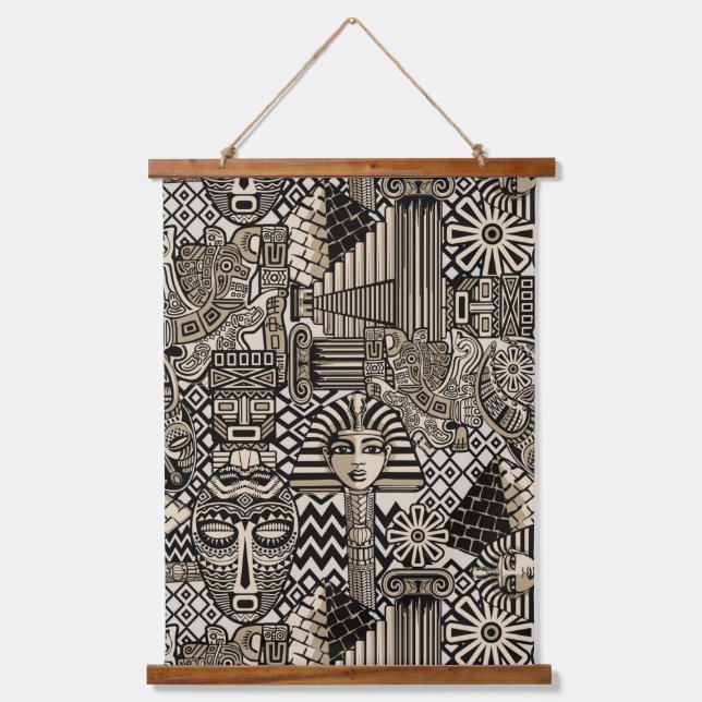 Ancient Historical Symbols Tattoo Style Hanging Tapestry (Front)