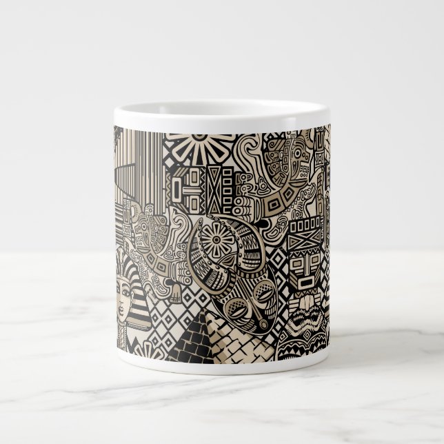 Ancient Historical Symbols Tattoo Style Large Coffee Mug (Front)