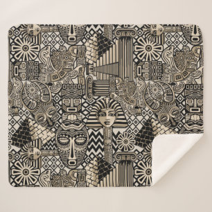 Ancient Historical Symbols Tattoo Style Sherpa Blanket