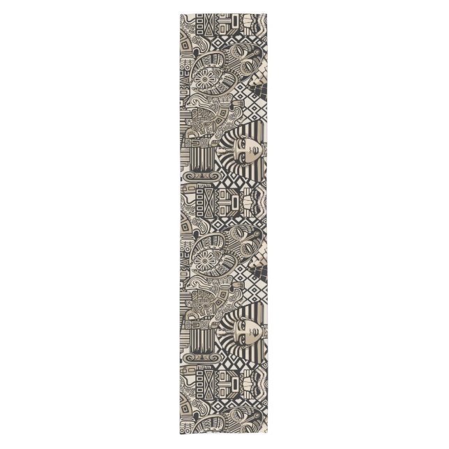 Ancient Historical Symbols Tattoo Style Short Table Runner (Front)