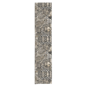 Ancient Historical Symbols Tattoo Style Short Table Runner