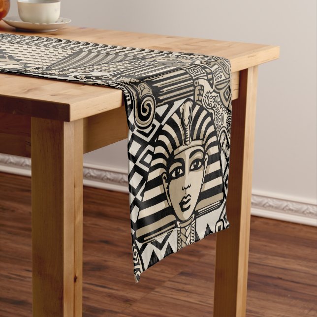 Ancient Historical Symbols Tattoo Style Short Table Runner (In Situ)