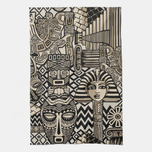 Ancient Historical Symbols Tattoo Style Tea Towel