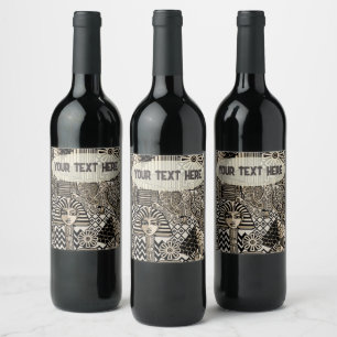Ancient Historical Symbols Tattoo Style Wine Label