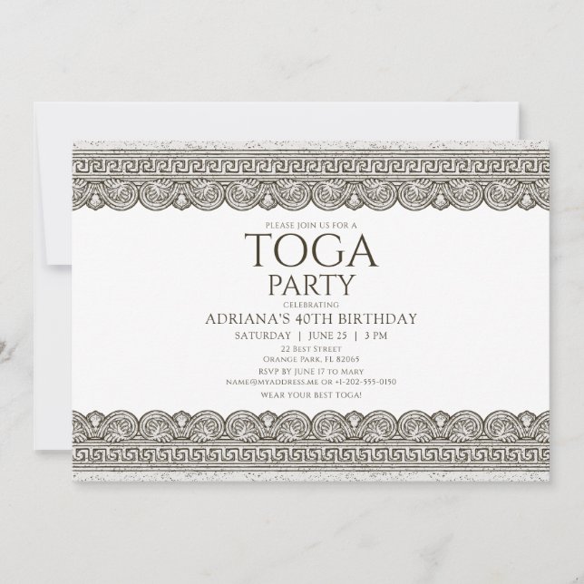 Ancient History Birthday Party with stone frieze Invitation (Front)